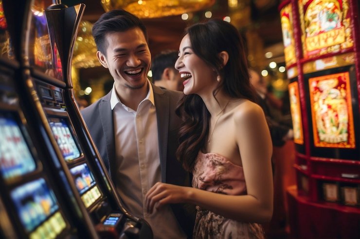 Ilustrasi pengguna menikmati hiburan sportsbook di perangkat mobile di kota Indonesia